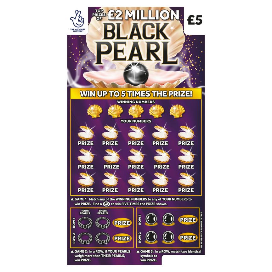 National Lottery £5 £2,000,000 Black Pearl Scratchcard Game