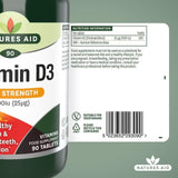 Natures Aid High Strength Vitamin D3 Tablets 1000iu 90 per pack