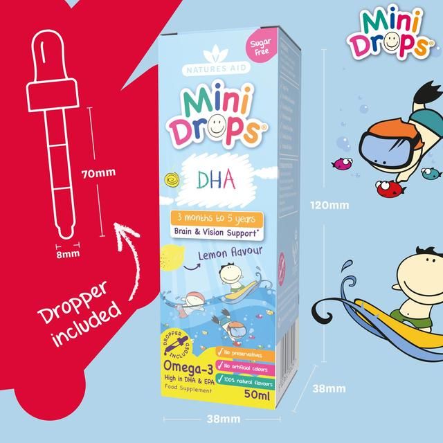 Natures Aid Mini Drops DHA Omega-3 for Infants & Children 50ml