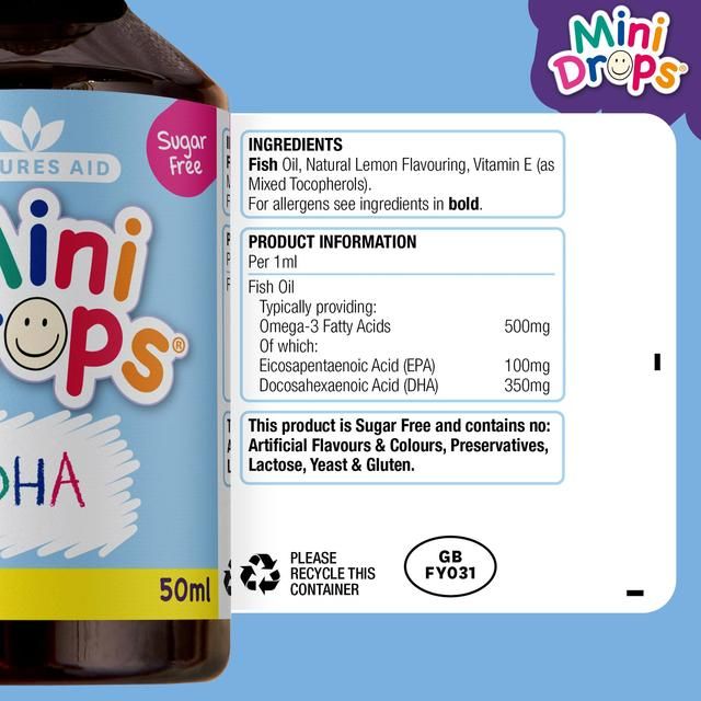 Natures Aid Mini Drops DHA Omega-3 for Infants & Children 50ml