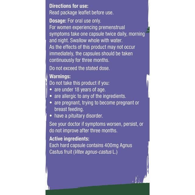 Natures Aid PremEeze Agnus Castus Capsules 400mg 60 per pack