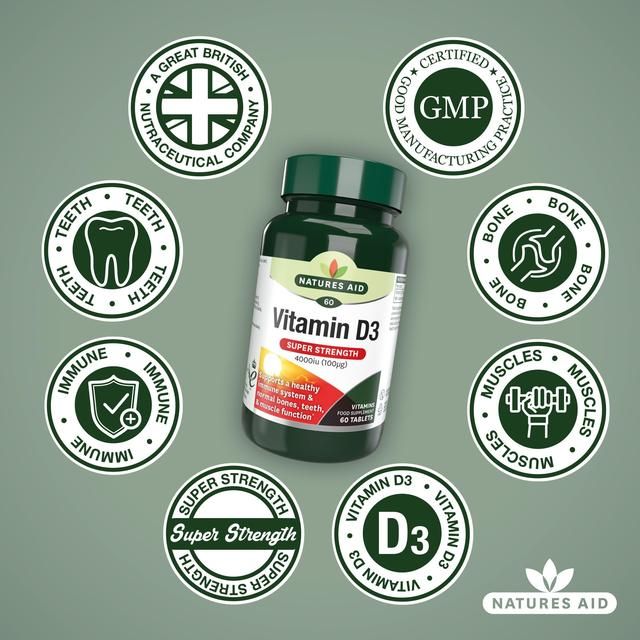 Natures Aid Super Strength Vitamin D3 Tablets 4000iu 60 per pack