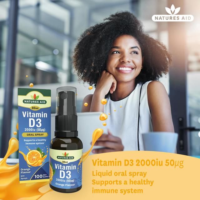 Natures Aid Vitamin D3 2000iu Oral Spray (Orange Flavour) 30ml