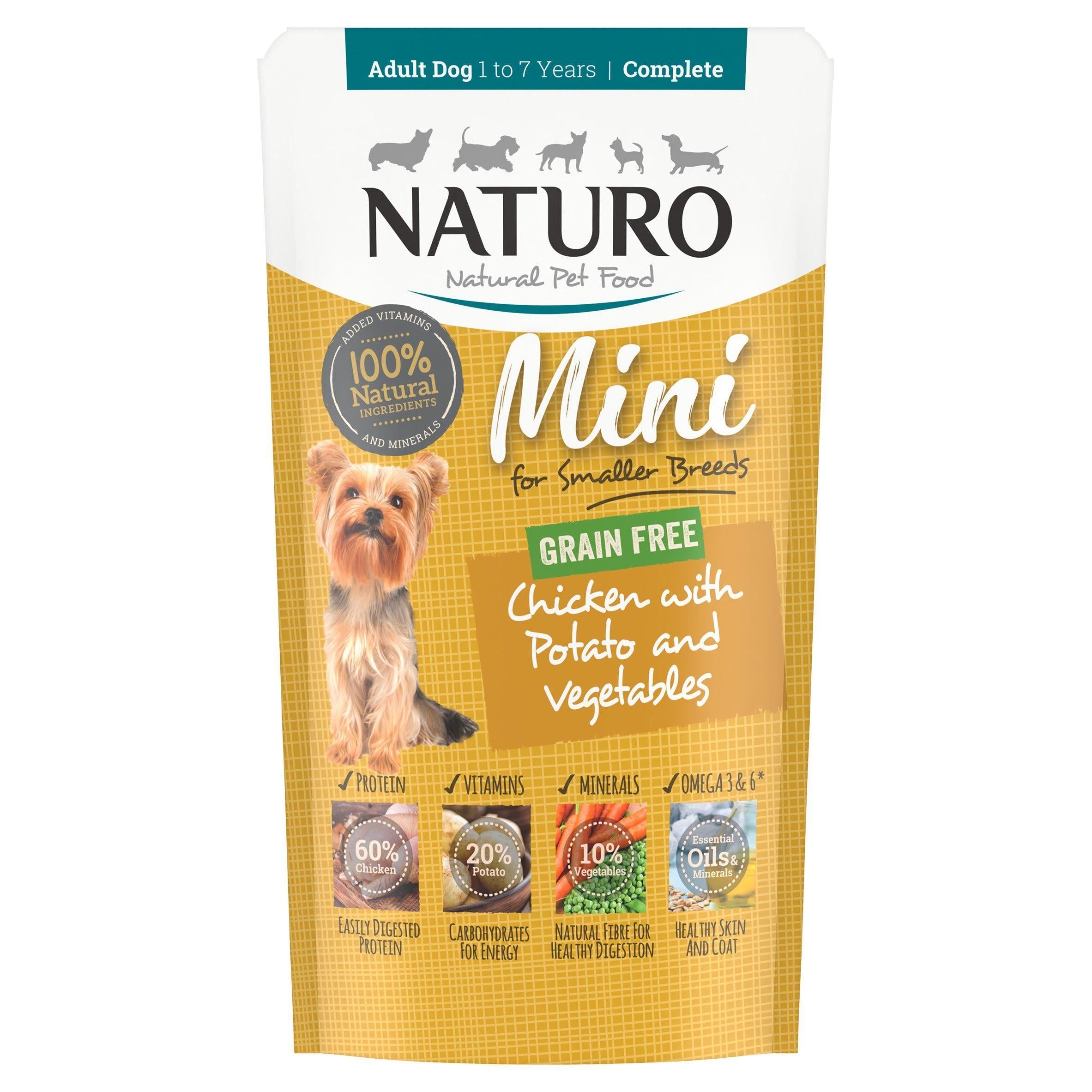 Naturo Natural Pet Food Mini Chicken with Potato & Vegetables Adult Dog 1-7 Years 150g