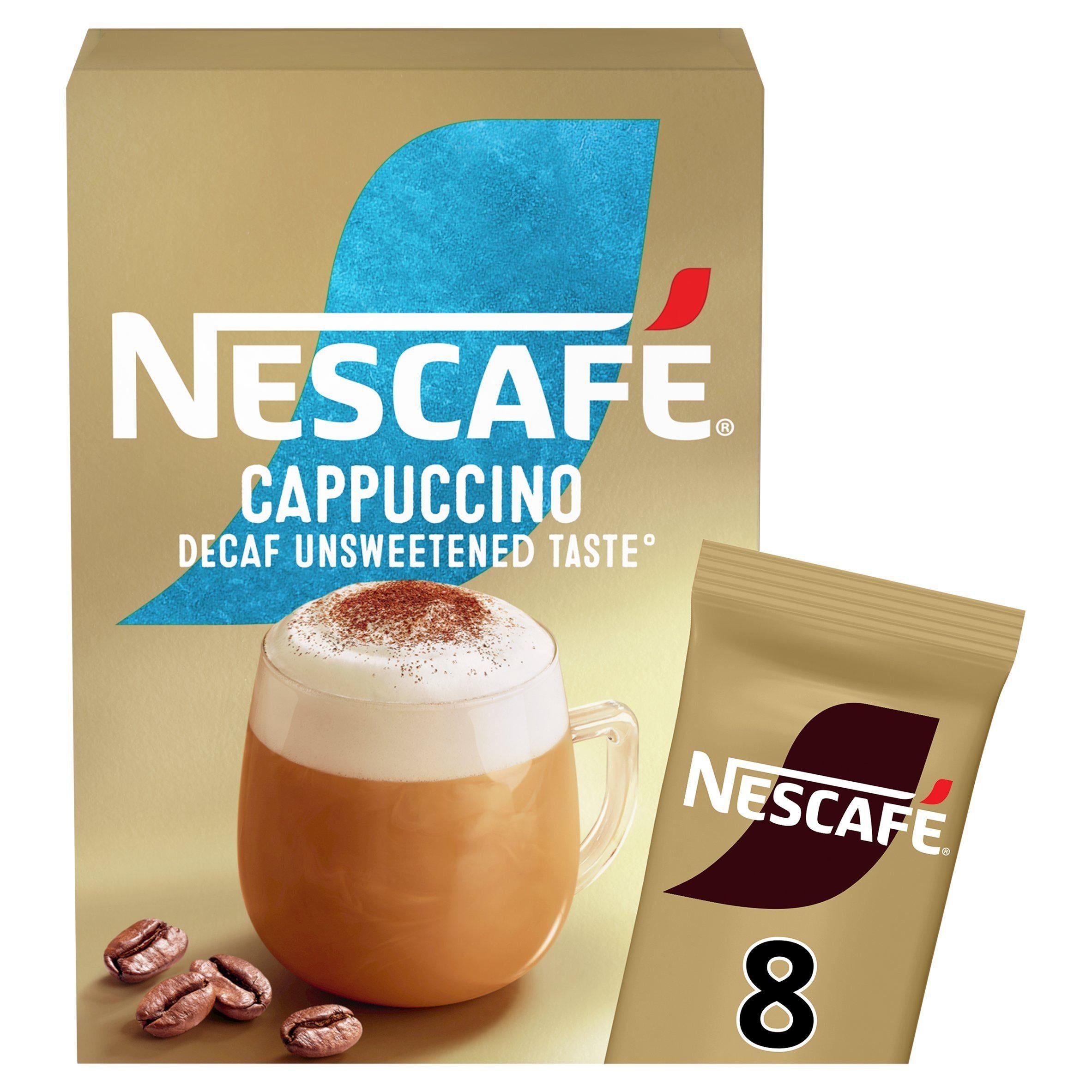 Nescafe Cappuccino Decaf Unsweetened Instant Coffee Sachets 8x15g