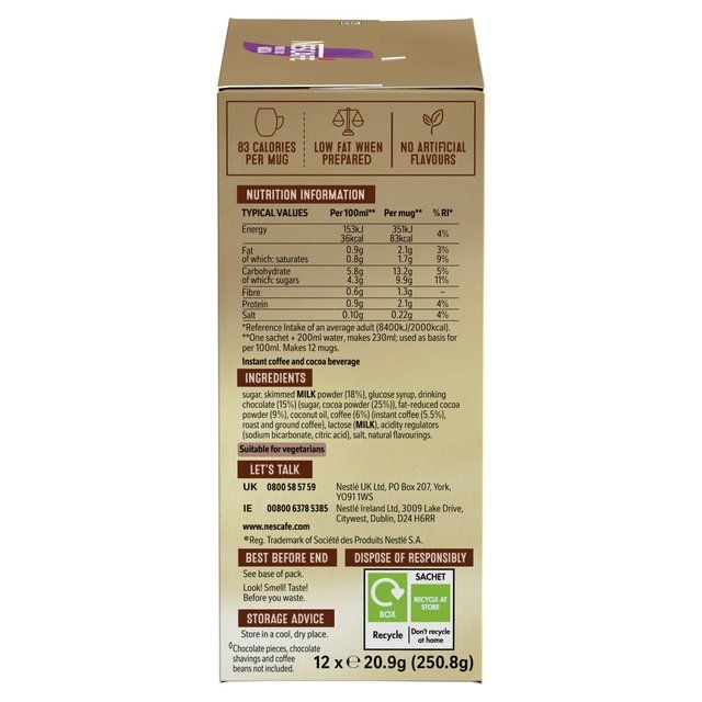 Nescafe Gold Double Choc Mocha Instant Coffee Sachets 12 per pack