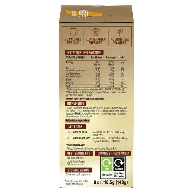 Nescafe Gold Vanilla Latte Instant Coffee 8 Sachets 8 per pack
