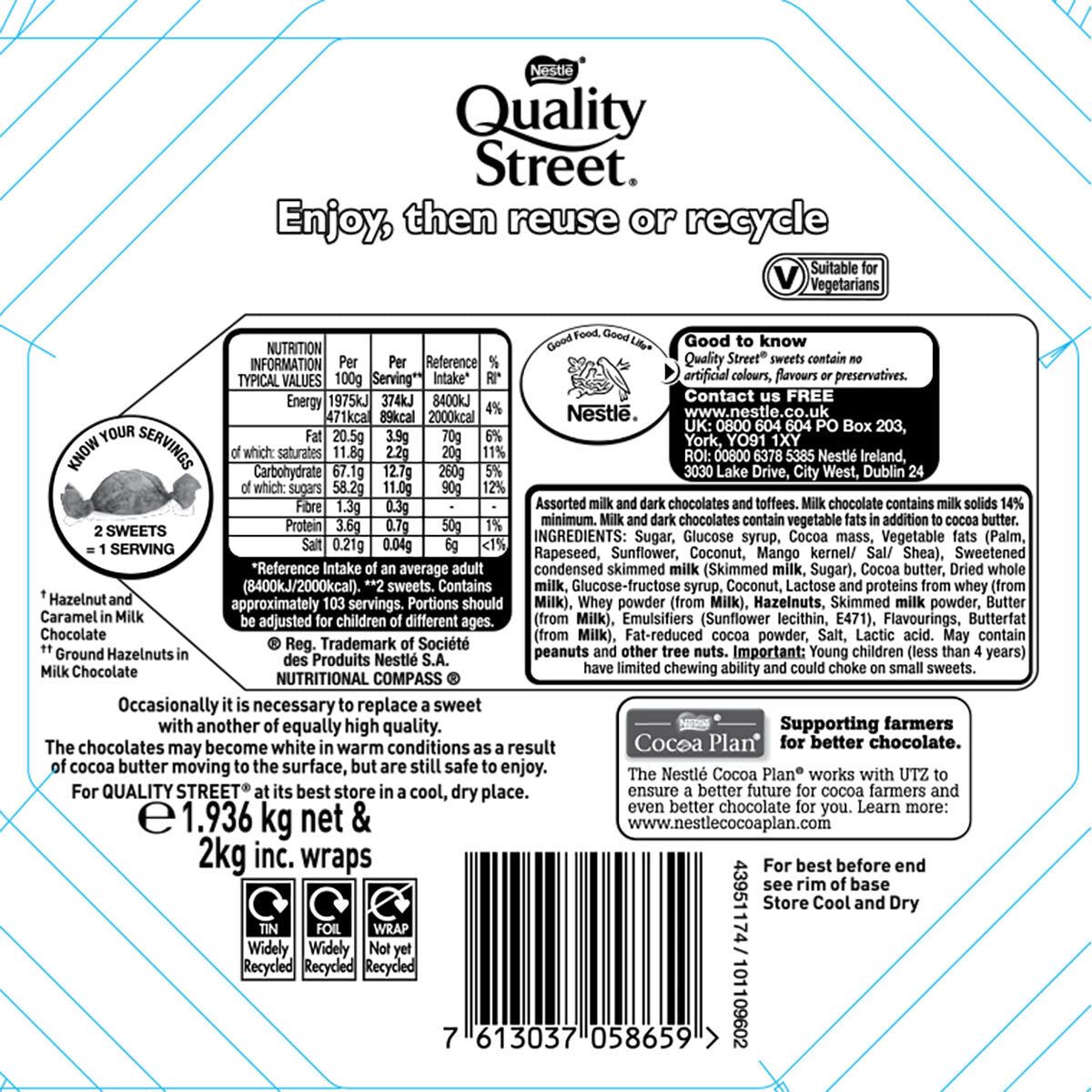Nestle Quality Street Tin, 1.93kg