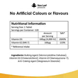 New Leaf Vitamin D3 & K2 Tablets D3 4000iu + K2 100mcg