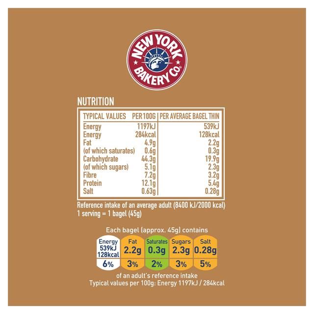 New York Bakery Co. Seeded Bagel Thins 4 per pack