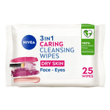 Nivea Biodegradable Cleansing Face Wipes Dry Skin Pack x25