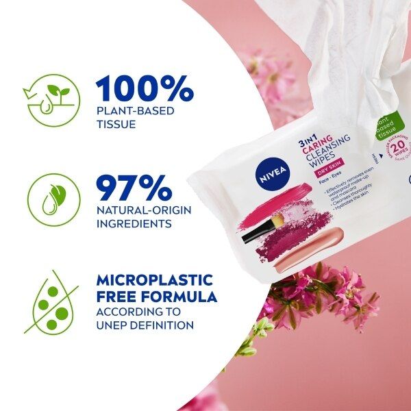 Nivea Biodegradable Face Cleansing Wipes Dry Skin 20'S