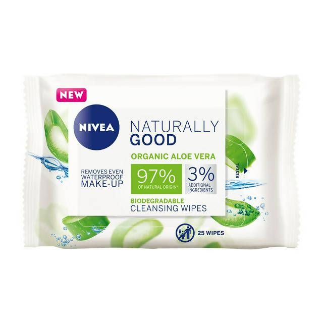 Nivea Naturally Good Organic Aloe Vera Face Cleansing Wipes x25