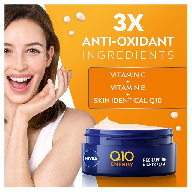 NIVEA Q10 Energy Anti-Wrinkle Recharging Night Face Cream with Vitamin C 50ml