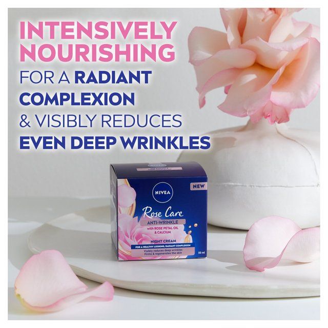NIVEA Rose Care Anti Wrinkle Night Cream with Rose Petal Oil & Calcium 50ml