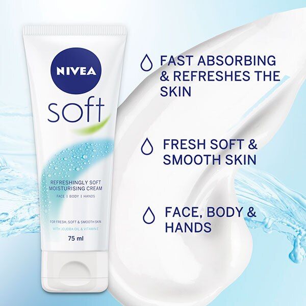 NIVEA Soft Moisturiser Cream for Face, Hands & Body, 75ml