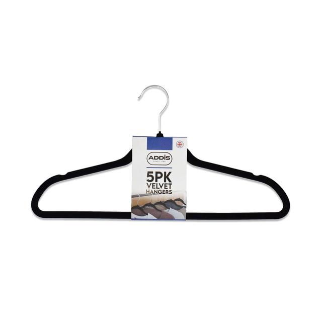 Non Slip Velvet Hangers with Swivel Hook Black 5pk 5 per pack
