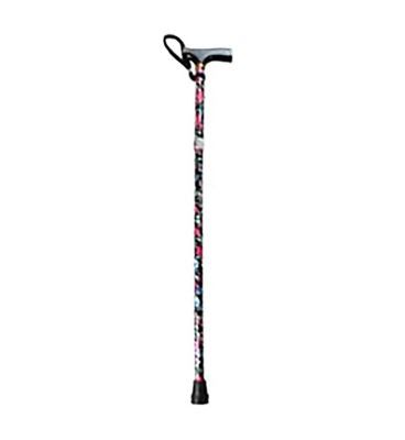 NRS Folding Walking Stick Black Floral