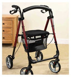 NRS Healthcare Lightweight Four Wheeled Rollator with Seat - Red