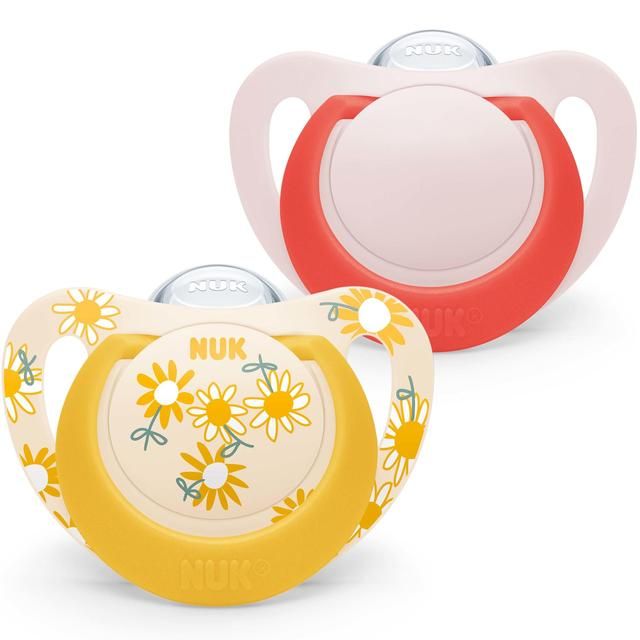 NUK Star Soother 6-18m Red & Yellow 2 Pack 2 per pack