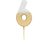 Number 6 Gold Candle 6th Birthday