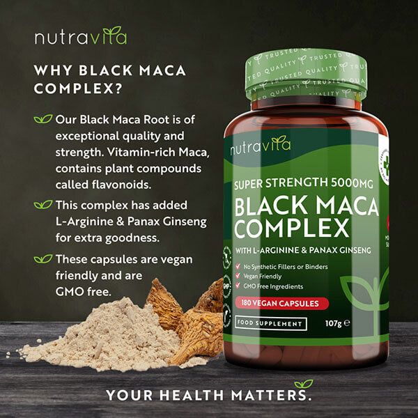 Nutravita Black Maca Root Complex 5000mg - 180 Vegan Caps