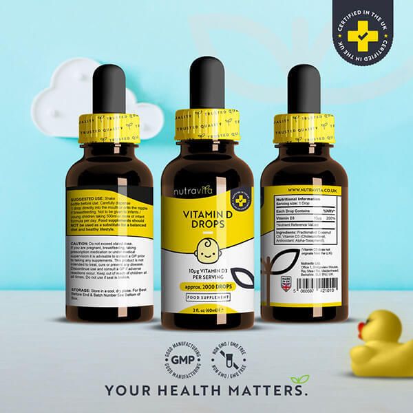 Nutravita Vitamin D3 Drops for Kids 60ml 400IU/10µg per Drop