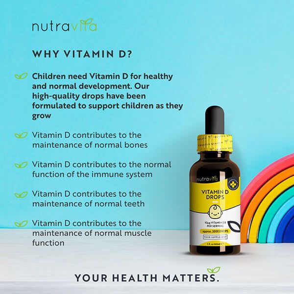 Nutravita Vitamin D3 Drops for Kids 60ml 400IU/10µg per Drop