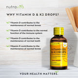Nutravita Vitamin D3 & K2 Drops - 2000 Vegetarian Drops