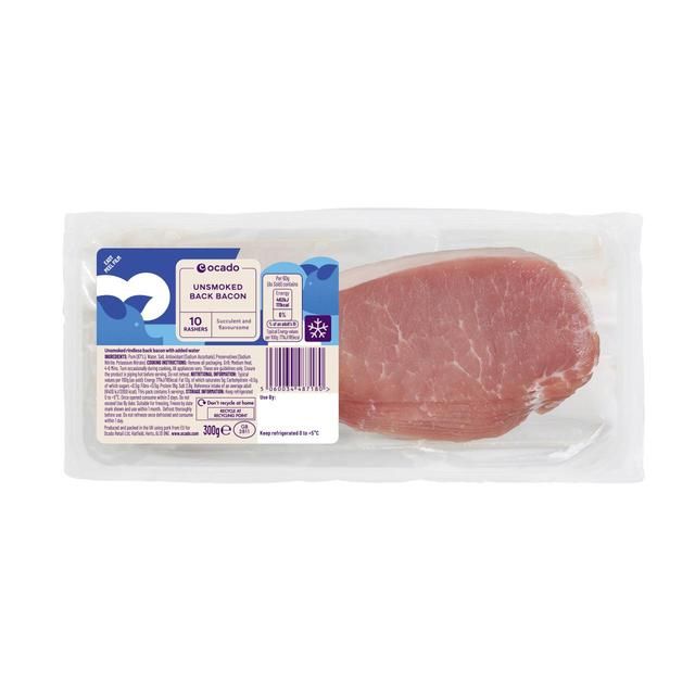 Ocado 10 Unsmoked Back Bacon Rashers 300g