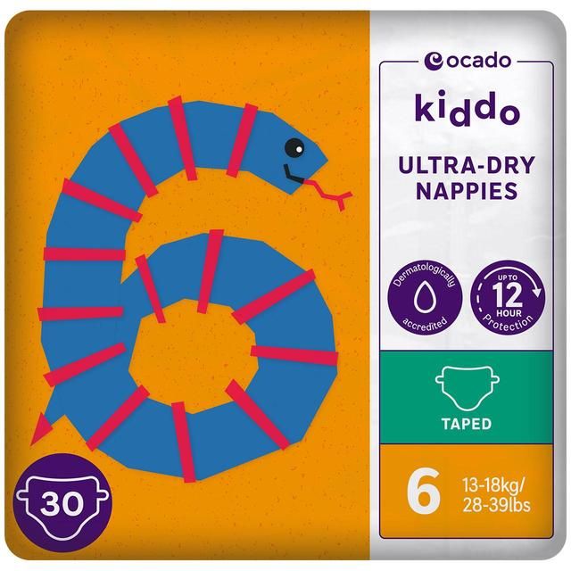 Ocado Kiddo Ultra-Dry Nappies Size 6 (13-18kg) 30 per pack