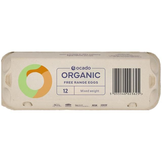 Ocado Organic Free Range Mixed Weight Eggs 12 per pack