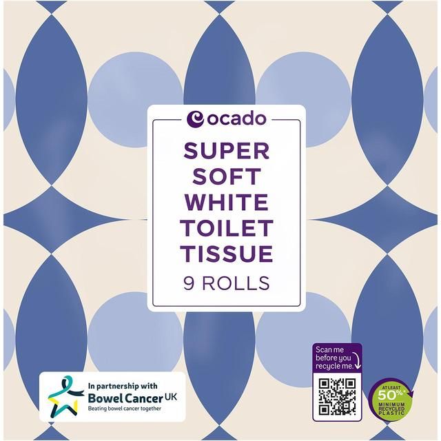 Ocado Super Soft White Toilet Tissue 9 per pack