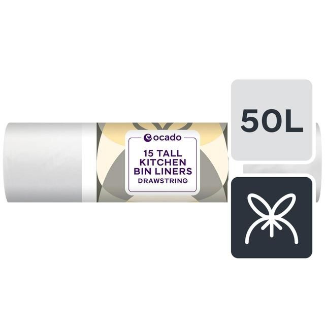Ocado Tall Kitchen Bin Liner 50L 15 per pack