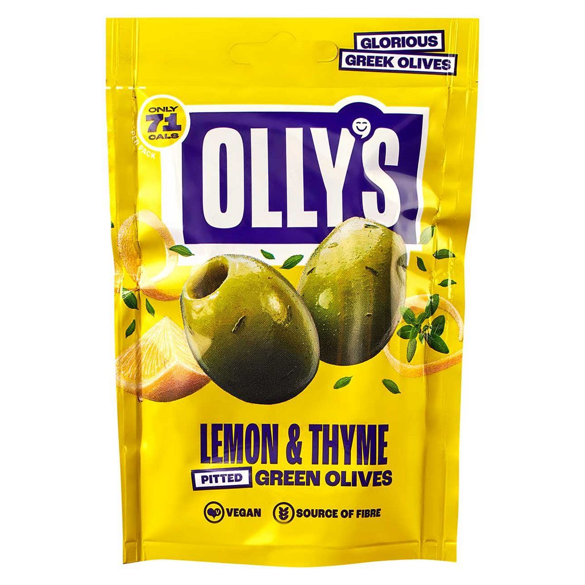Olly's Olives - The Hippie Lemon & Thyme Green Olives - 12 x 50g