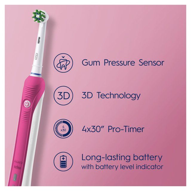 Oral-B Pro 1 650 Pink 3D White Electric Toothbrush (+ Whitening Toothpaste)