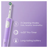 Oral B Vitality Pro Purple Electric Toothbrush Designed By Braun
