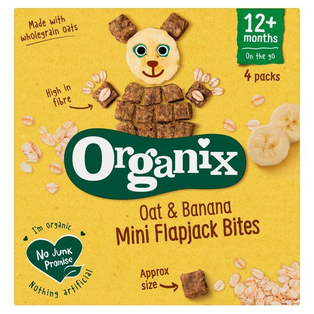 Organix Mini Organic Oat & Banana Flapjack Toddler Snacks Multipack 4 x 20g