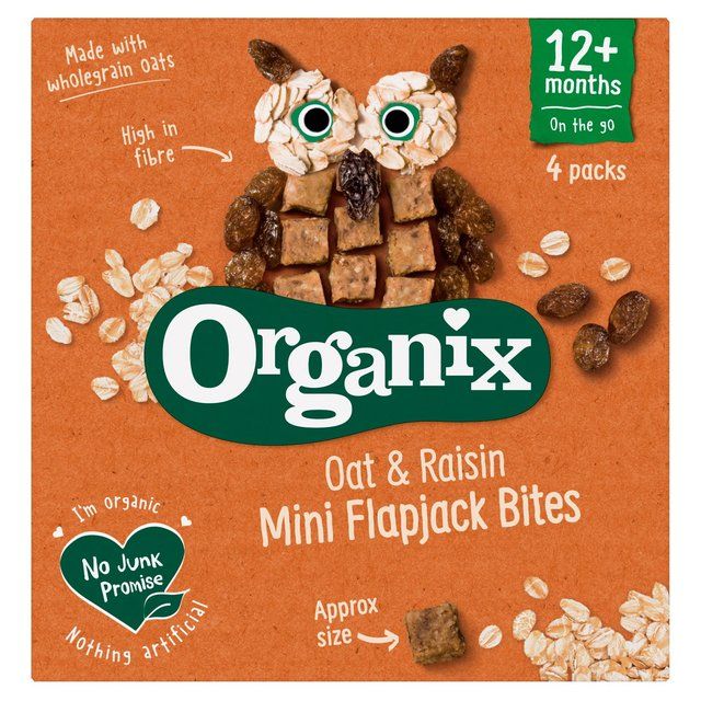 Organix Mini Organic Oat & Raisin Flapjack Toddler Snacks Multipack 4 x 20g