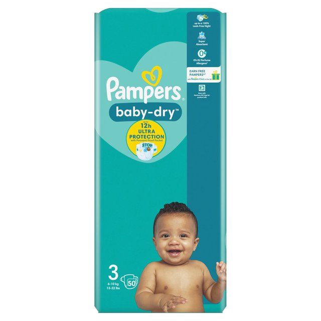 Pampers Baby-Dry Nappies Size 3 (6-10kg) Essential Pack 50 per pack