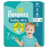 Pampers Baby-Dry Nappies Size 7 (15kg+) Essential Pack 30 per pack