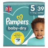 Pampers Baby-Dry Size 5, 39 Nappies, 11-16kg, Essential Pack