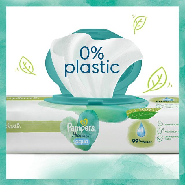 Pampers Harmonie Aqua Plastic Wipes Free 48 per pack