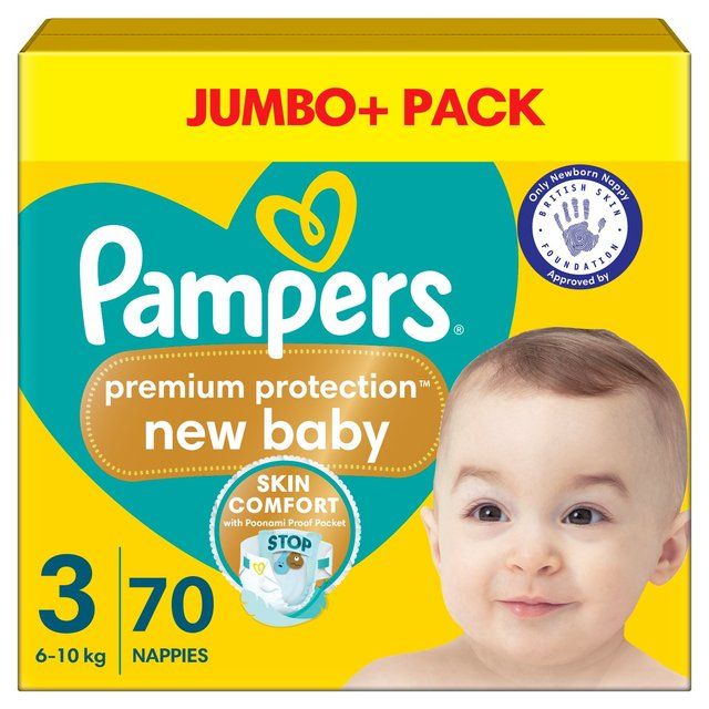 Pampers New Baby Nappies Size 3 (6-10kg) Jumbo+ Pack 70 per pack
