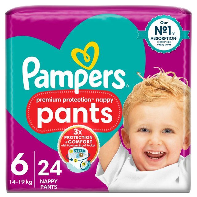 Pampers Premium Protection Nappy Pants Size 6 (15kg+) Essential Pack 24 per pack