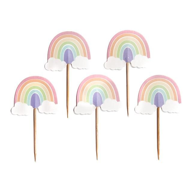 Pastel Rainbow Cupcake Toppers 12 per pack