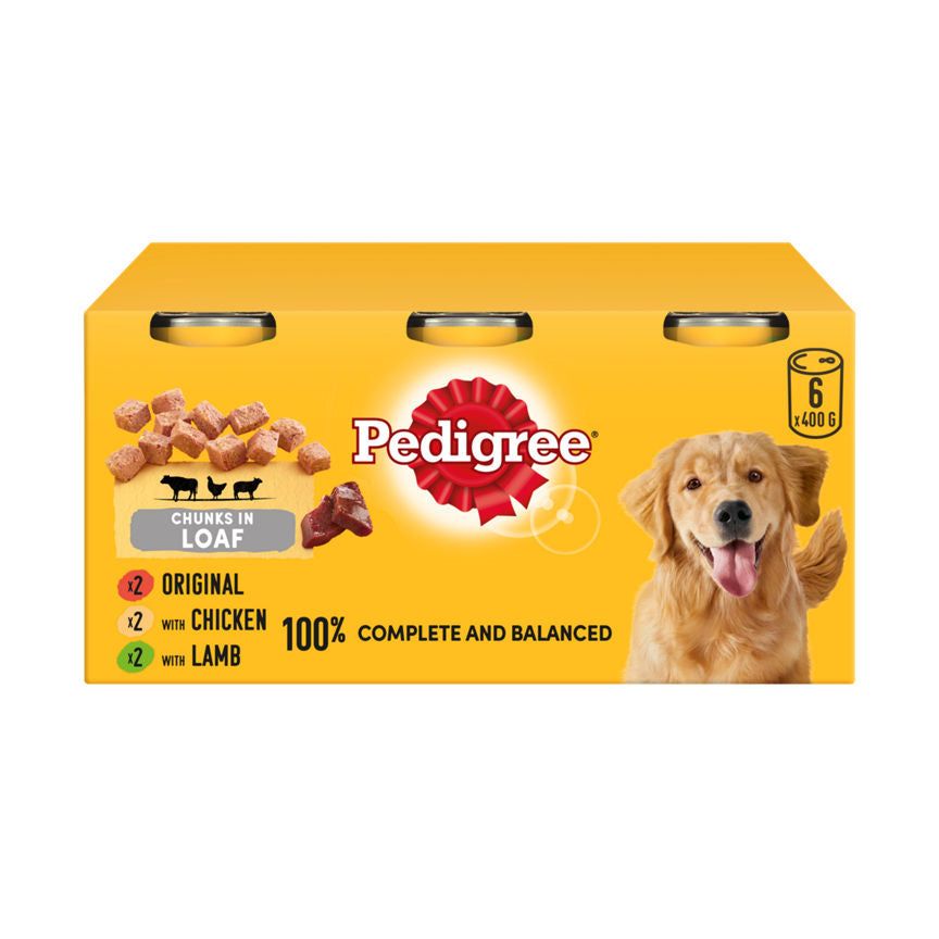 Pedigree Adult Wet Dog Food Tins Mixed in Loaf