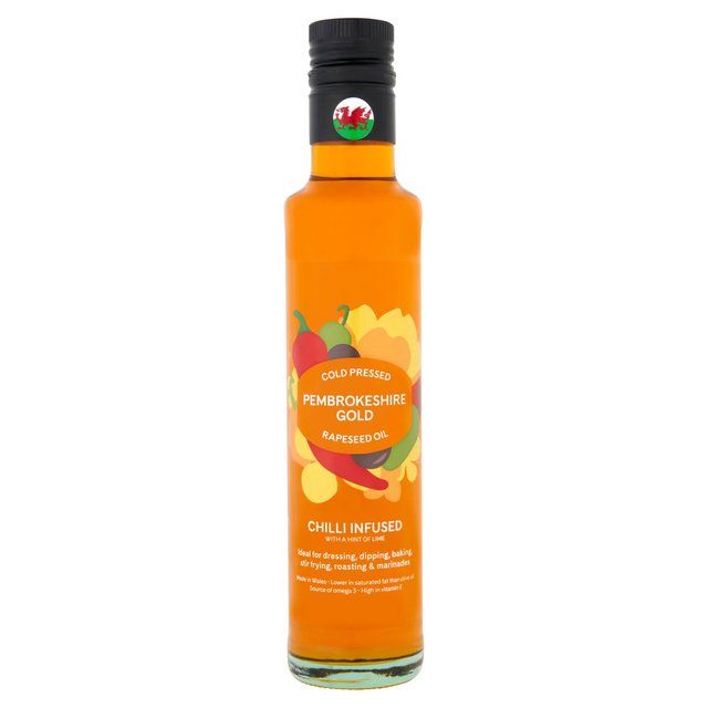 Pembrokeshire Gold Chilli Infused Cold Pressed Rapeseed Oil with Lime 250ml