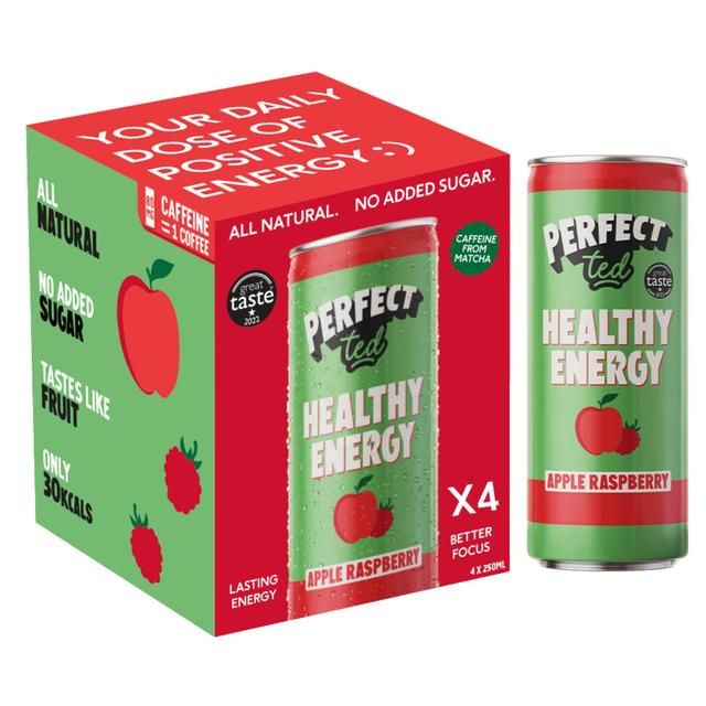 PerfectTed Natural Energy Apple Raspberry 4 pack 4 x 250ml