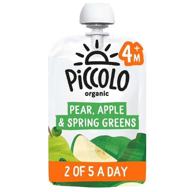 Piccolo Pear Apple & Spring Green Organic Pouch 4 mths+ 100g